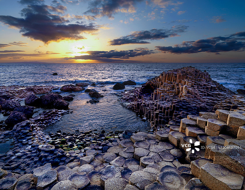 巨人之路，联合国教科文组织世界遗产，安特里姆郡，北爱尔兰图片素材