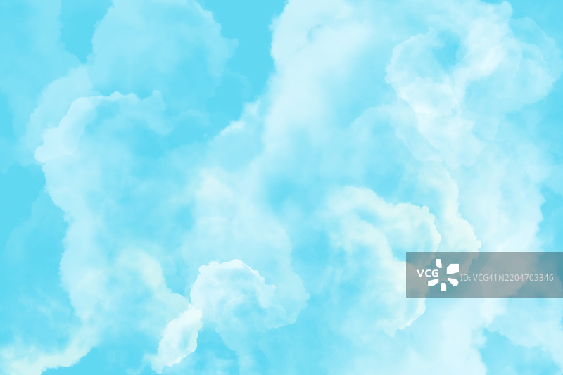 柔软的白云漂浮在蓝天上，宁静而梦幻的氛围图片素材