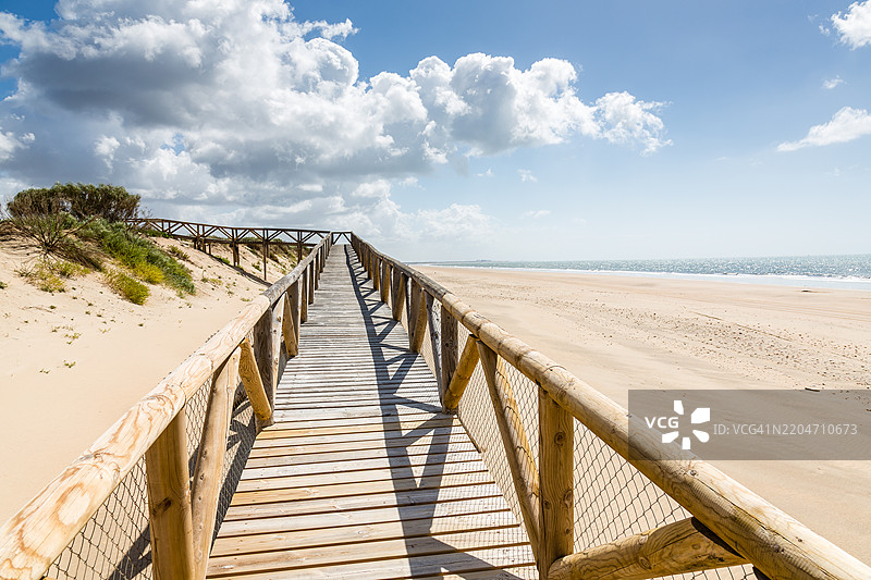 海滩上的木栈道，弗莱查·德尔·隆皮多图片素材