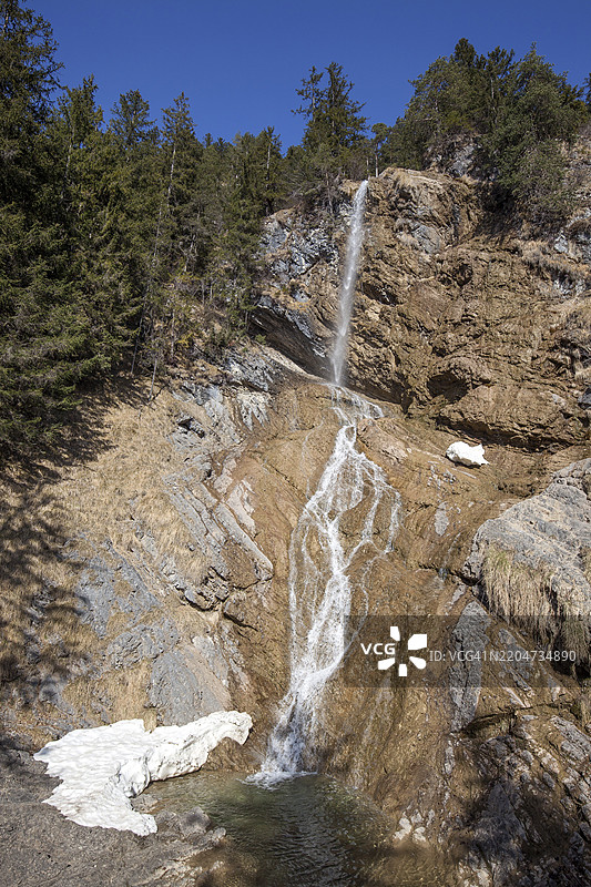 齐普费尔斯巴赫瀑布，位于德国巴伐利亚州奥伯阿尔高的亨特施泰因附近图片素材