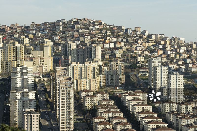 伊斯坦布尔市中心和摩天大楼的景观图片素材