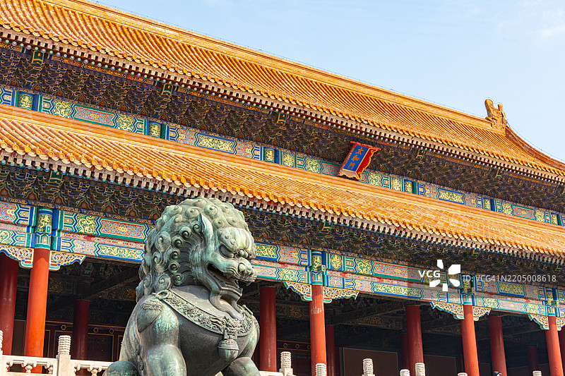 北京故宫的金狮子图片素材