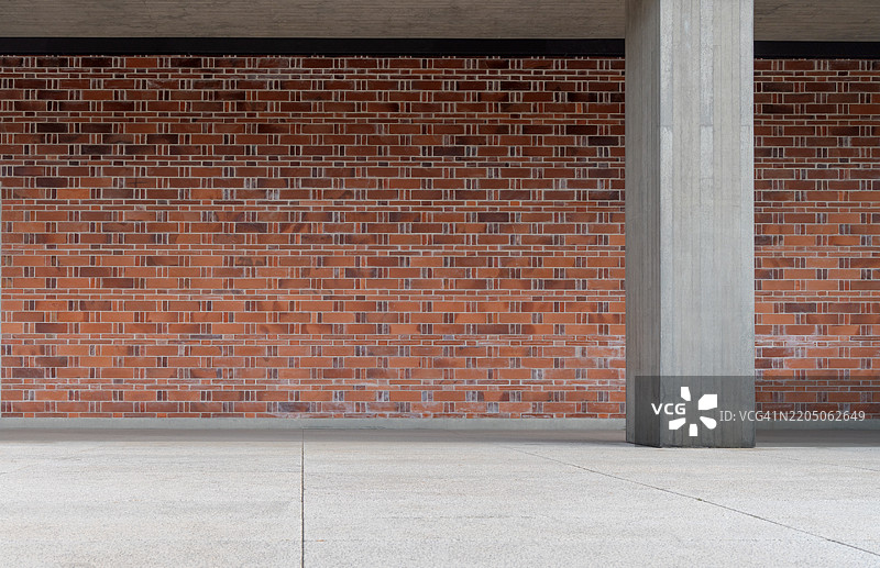 工业砖墙与混凝土柱图片素材