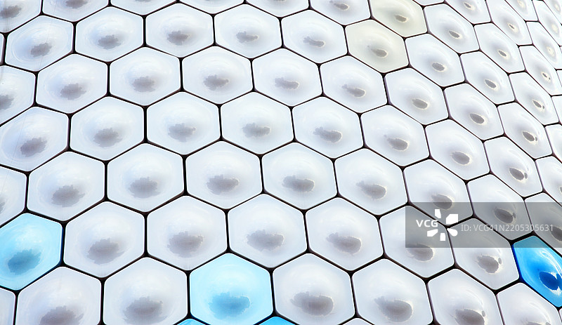 抽象的蓝白色六边形图片素材