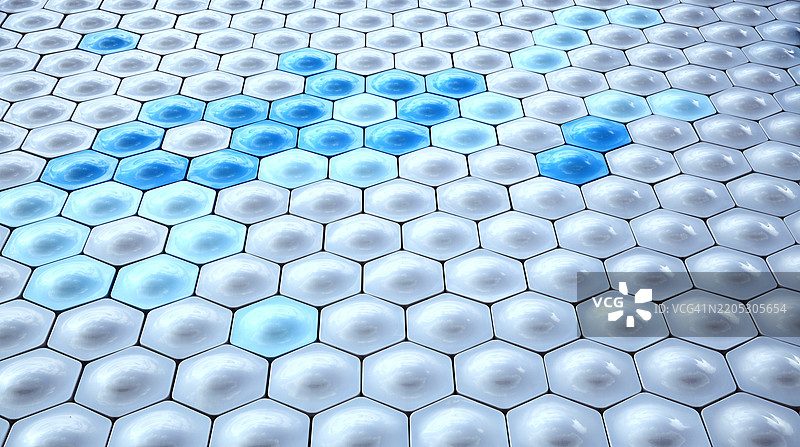 抽象的蓝白色六边形图片素材