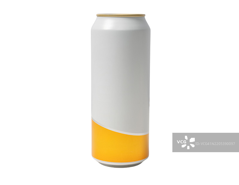 一罐带有黄色条纹的啤酒图片素材