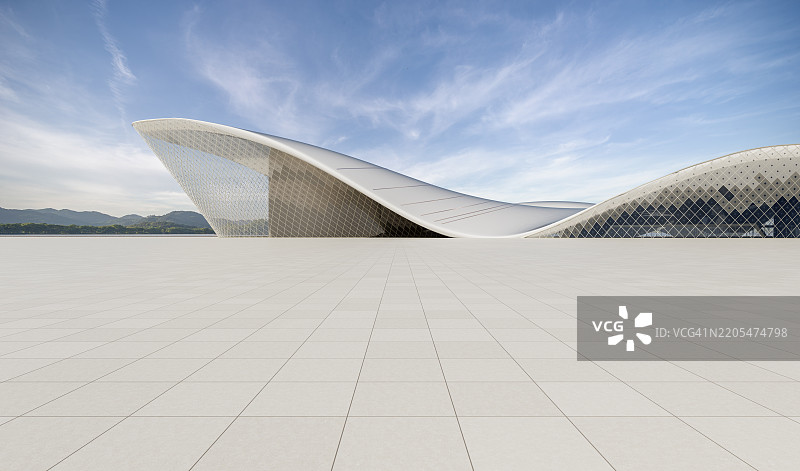 现代建筑外部的钢框架大理石地面图片素材