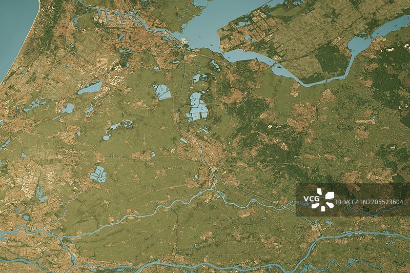 乌特勒支卫星地形图 3D 渲染真实色彩图片素材