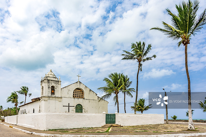 位于巴西南美洲佩尔南布科州奥林达历史名城的16世纪教堂。奥林达是巴西最古老的教堂之一。图片素材