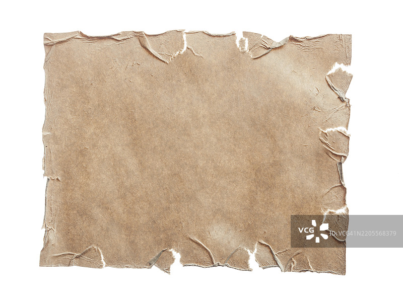 复古的空白纸张，孤立在白色背景上图片素材