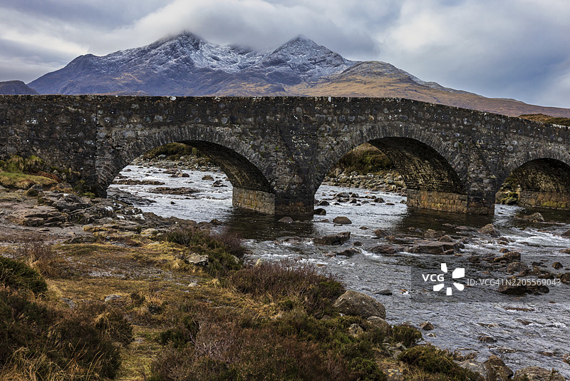 斯利加汉老桥，斯凯岛，苏格兰，联合王国，欧洲图片素材