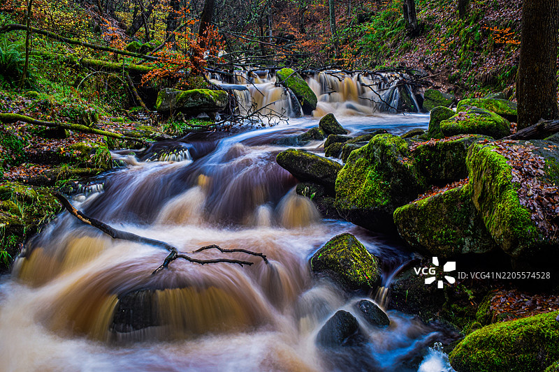 森林中的瀑布景观图片素材