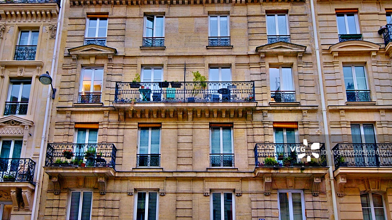 巴黎。典型住宅建筑。特写。图片素材