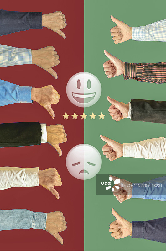 点赞或点踩，客户满意度概念，客户评分图片素材