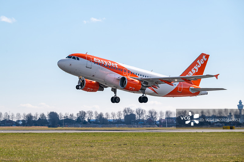 易捷航空空客A319起飞后图片素材