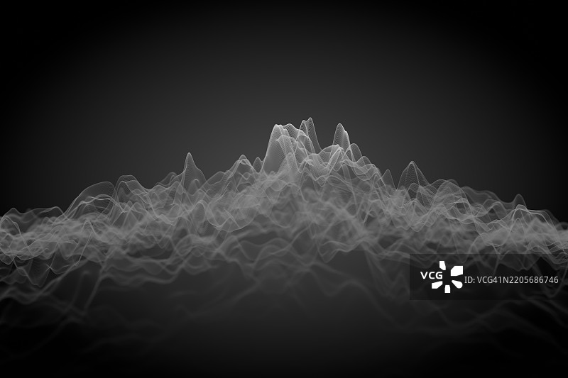 未来数字景观中的抽象波形地形图片素材