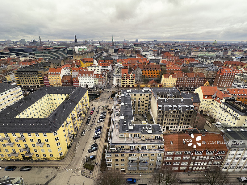 丹麦哥本哈根的空中天际线图片素材