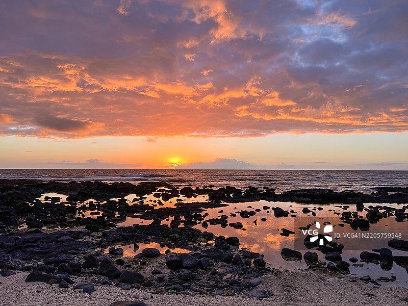 夏威夷凯鲁瓦-科纳日落时分的海景图片素材