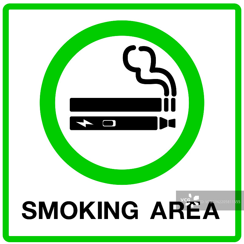 吸烟和电子烟标志区域。图片素材