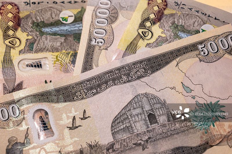 特写镜头：50,000伊拉克第纳尔纸币 - 巴格达 - 伊拉克图片素材