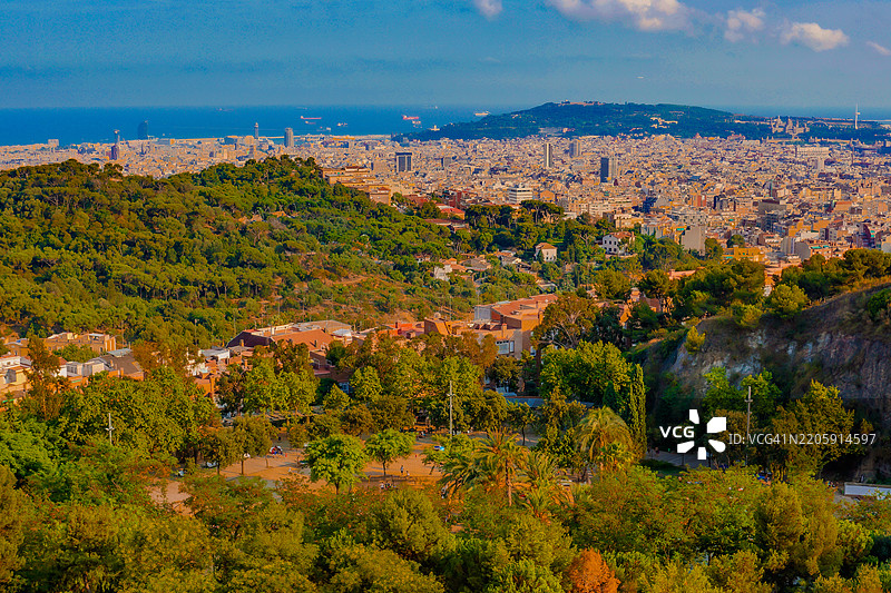 高角度俯瞰城镇风景与天空图片素材