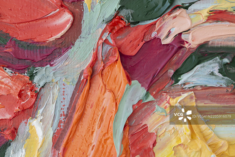 调色刀油画中的独特色彩和纹理混合图片素材