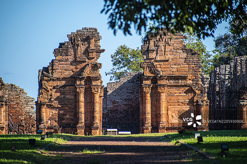 圣伊格纳西奥遗址，成立于17世纪初。阿根廷，米西奥内斯。图片素材