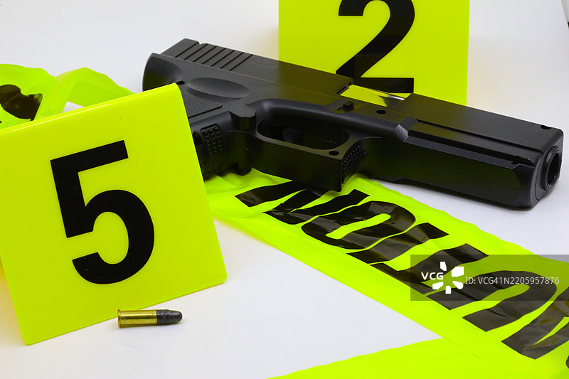 犯罪现场，带有CSI线索图片素材