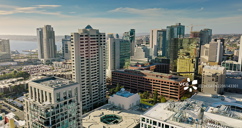 圣地亚哥第一大道沿线现代建筑的无人机拍摄图片素材