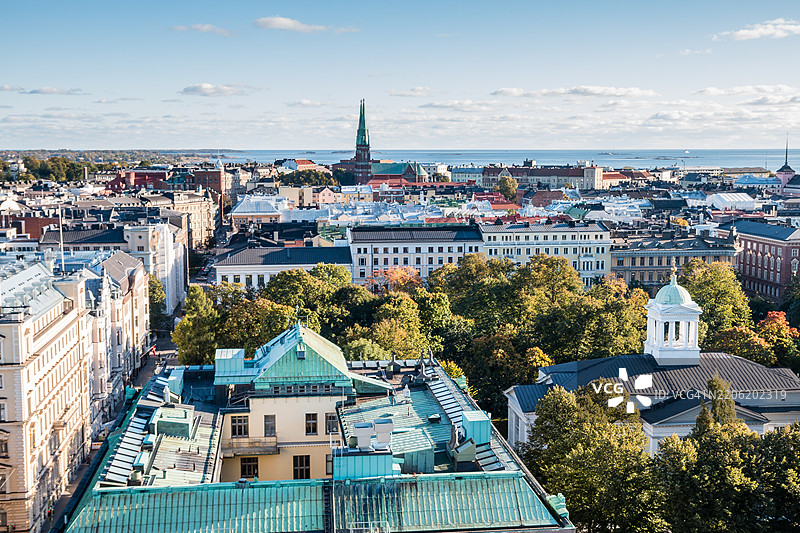 赫尔辛基天际线的鸟瞰图图片素材