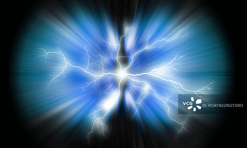 以漩涡形式出现的电闪，伴随电流放电和闪电。图片素材