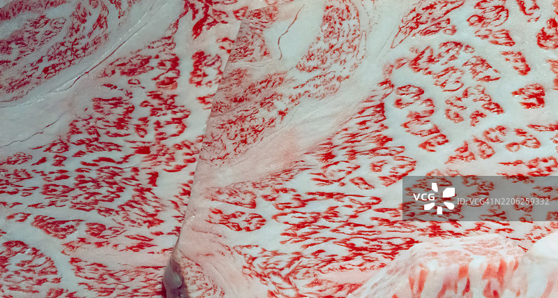 福冈 - 日本的生鲜优质和牛A5级大理石牛排特写镜头图片素材