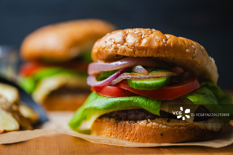 汉堡的特写镜头图片素材