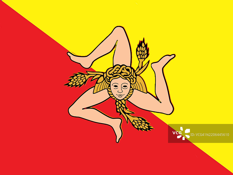 西西里岛旗帜 - 意大利的西西里地区图片素材