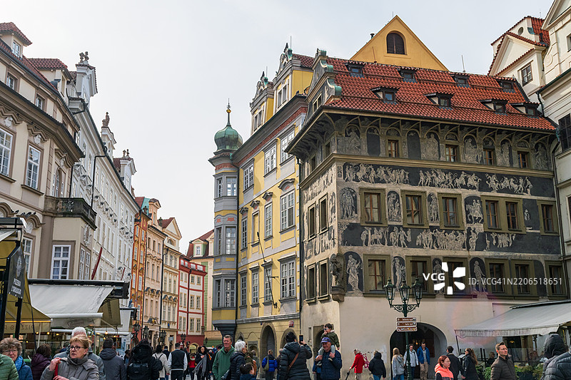 捷克共和国布拉格老城斯塔雷梅斯托的历史建筑图片素材