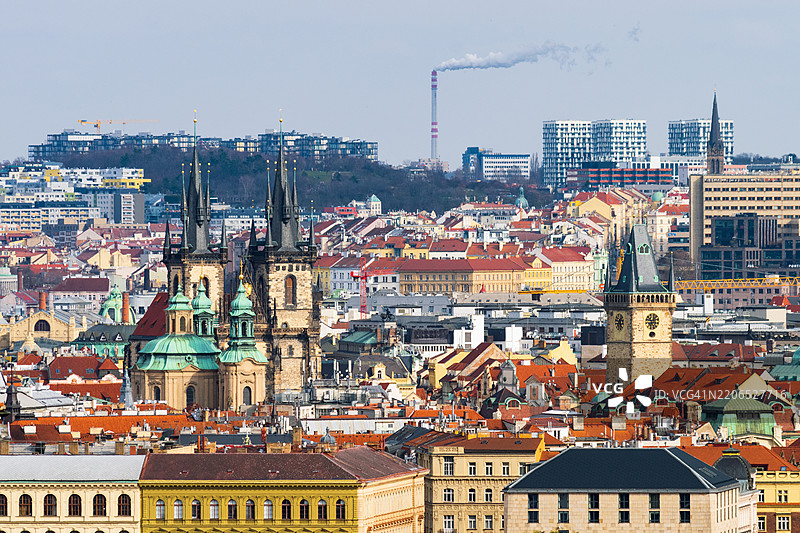 布拉格老城广场的全景视图 - 捷克共和国图片素材