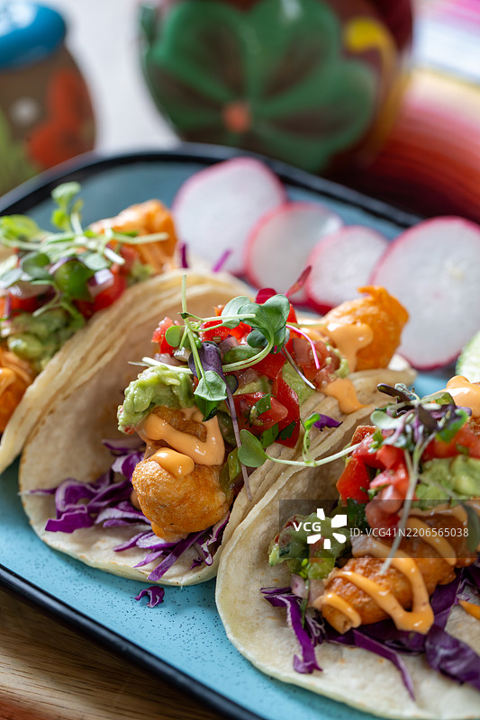 墨西哥菜。鱼塔可图片素材