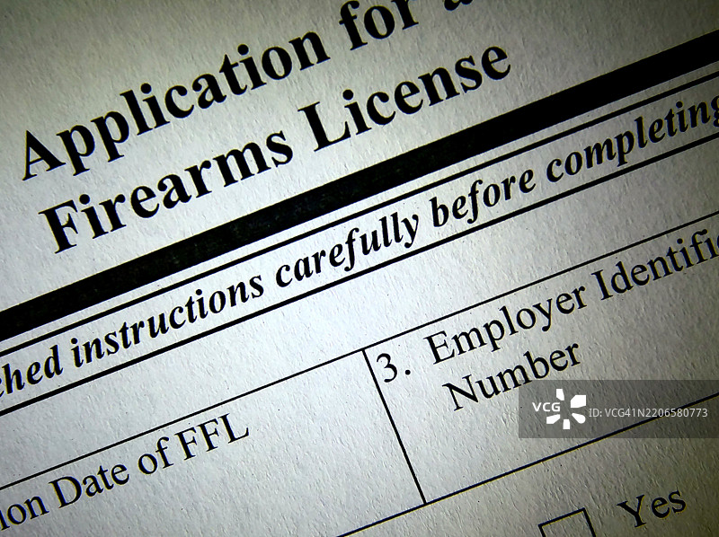 美国公民的ATF枪支申请表图片素材