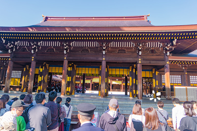 东京涩谷明治神宫在秋季祭典开始时的特写视图图片素材