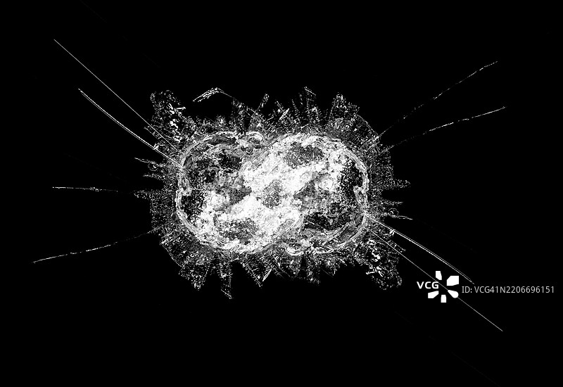 受冲击而破裂的笔记本电脑屏幕。图片素材