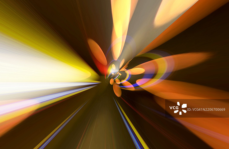 深邃运动中的闪光和光线。图片素材