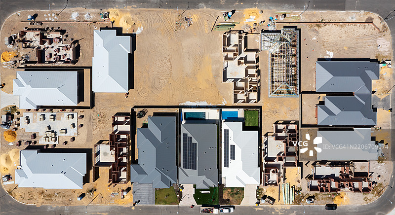 珀斯的新房建设工地。图片素材
