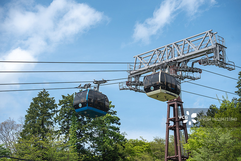 低角度视图的起重机与天空相对图片素材