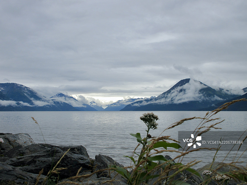 阿拉斯加，美国，雪山与天空的美丽景色图片素材