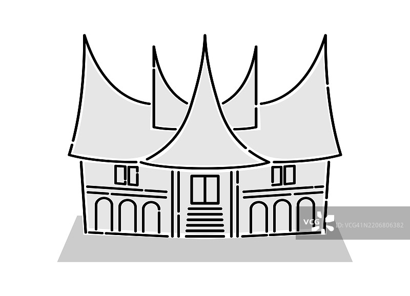 印尼西苏门答腊的传统房屋“Rumah Gadang”。图片素材