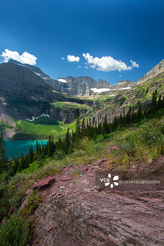 前往冰川国家公园的格林内尔冰川徒步旅行图片素材