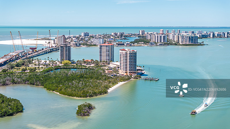 佛罗里达州迈尔斯堡的空中视角图片素材