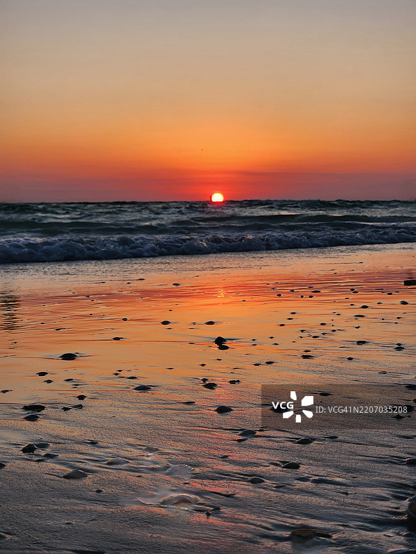 佛罗里达州马尼蒂县日落时分海洋与天空的美丽景色图片素材