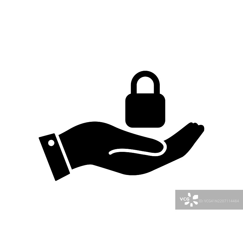 手掌上方的挂锁图标矢量图图片素材