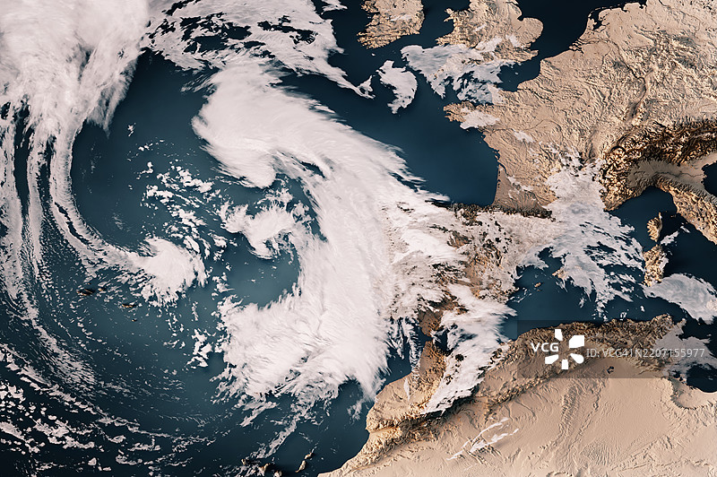 2025年马丁霍暴风云图 西欧 3D渲染 中性图片素材